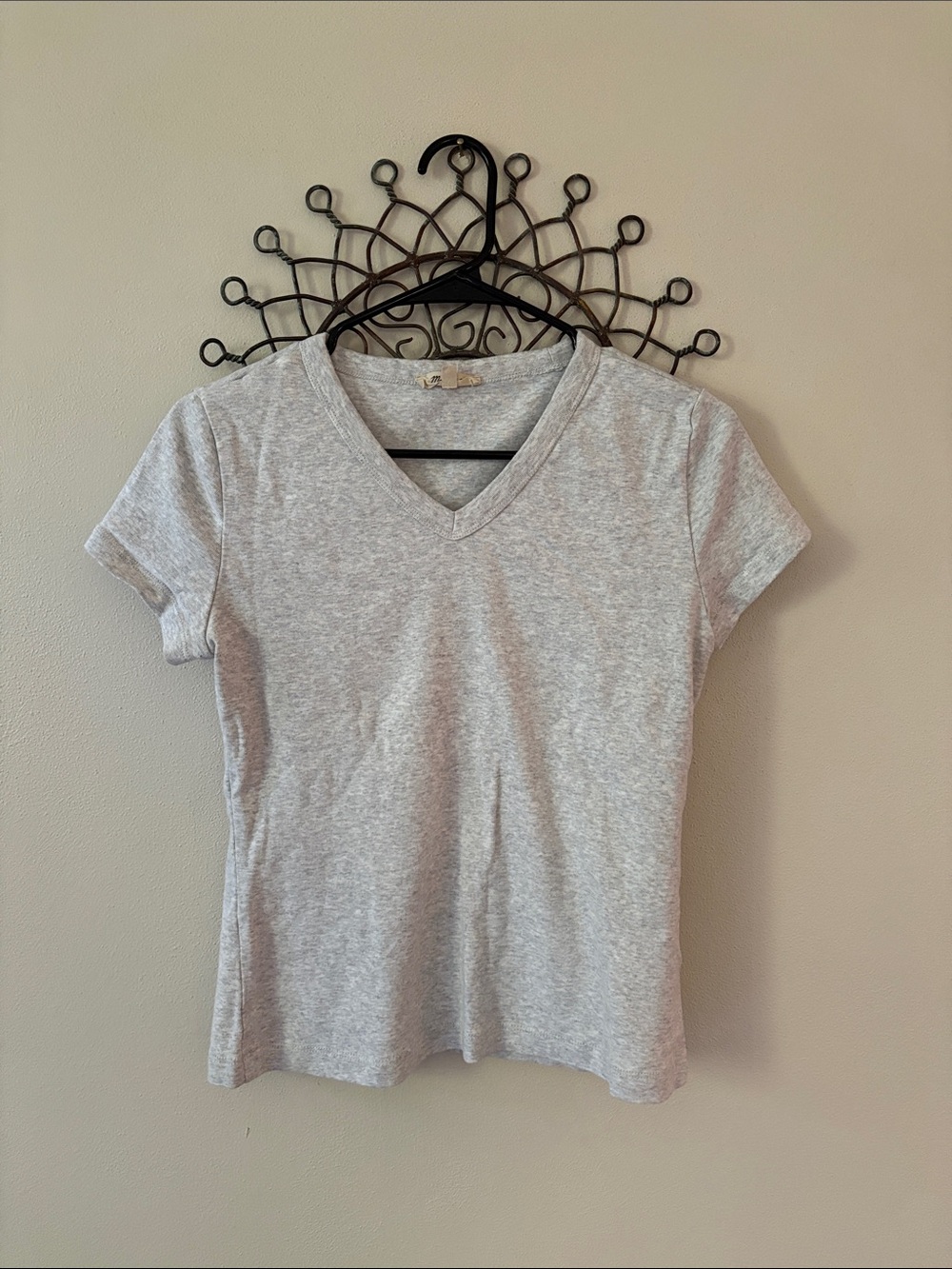 Madewell Light Heather Gray V-Neck Short Sleeve 90s baby tee